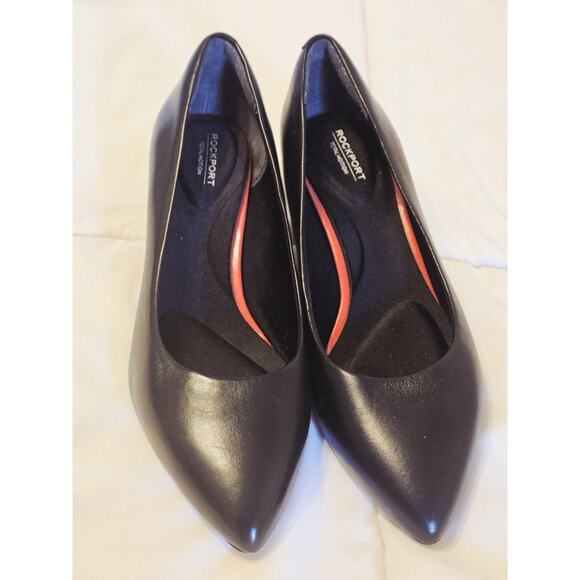 NEW Rockport 6.5W Black Leather Total Motion 75mm Pointed Toe Pump Dress No Box - Picture 1 of 6
